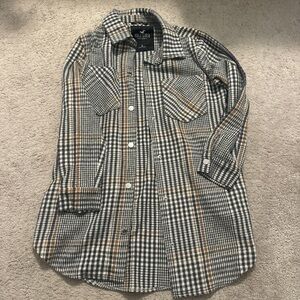 Hollister women Plaid Shirt - Black, White, and Tan
